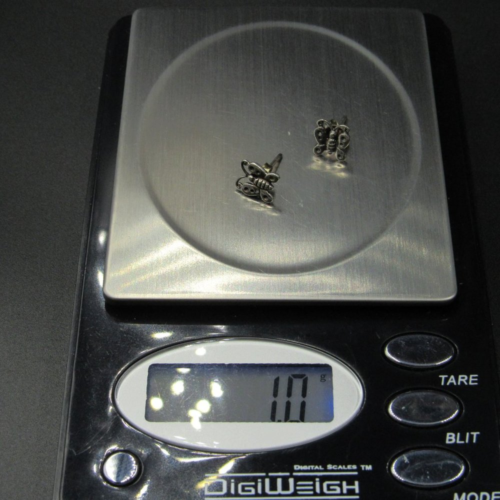 Sterling Tiny Rustic Butterfly Stud Earrings - image 6